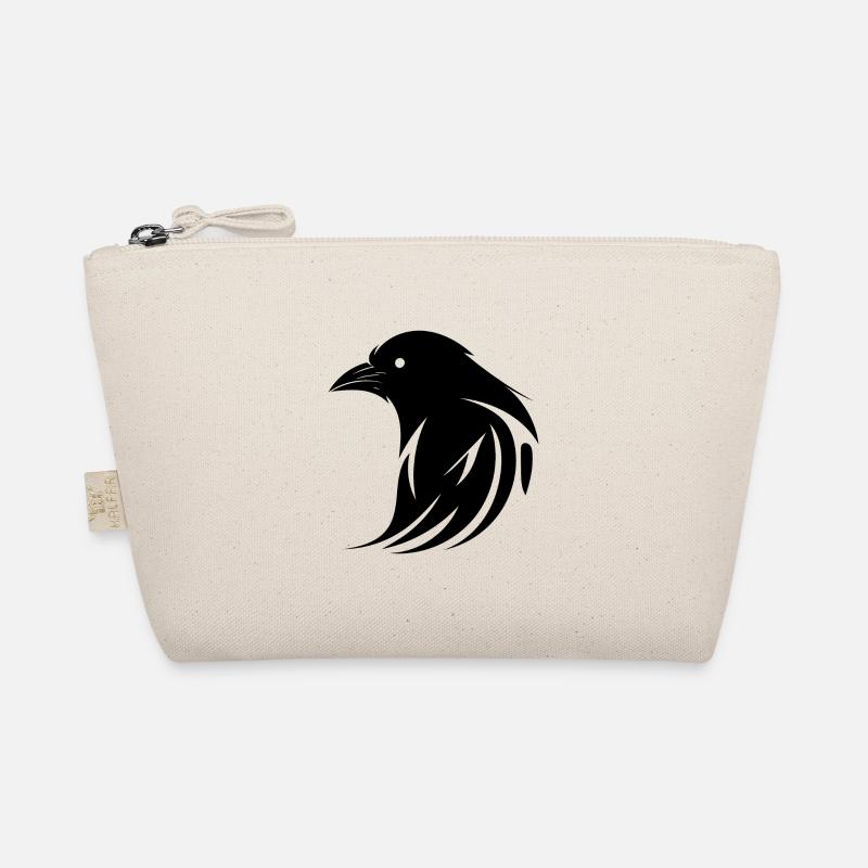 Raven Tattoo Portrait with Wings Organic Pouch