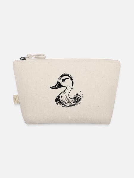 Cute Tattoo Style Duck - Organic Pouch - nature - Front
