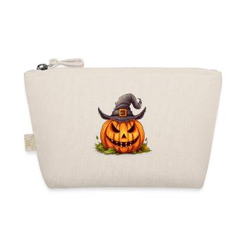 Smiling Halloween pumpkin with magic hat - Organic Pouch - nature - Front