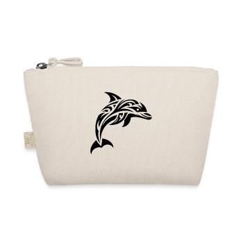 Springender süßer Tattoo Delfin - Bio-Täschchen - Natur - Vorne