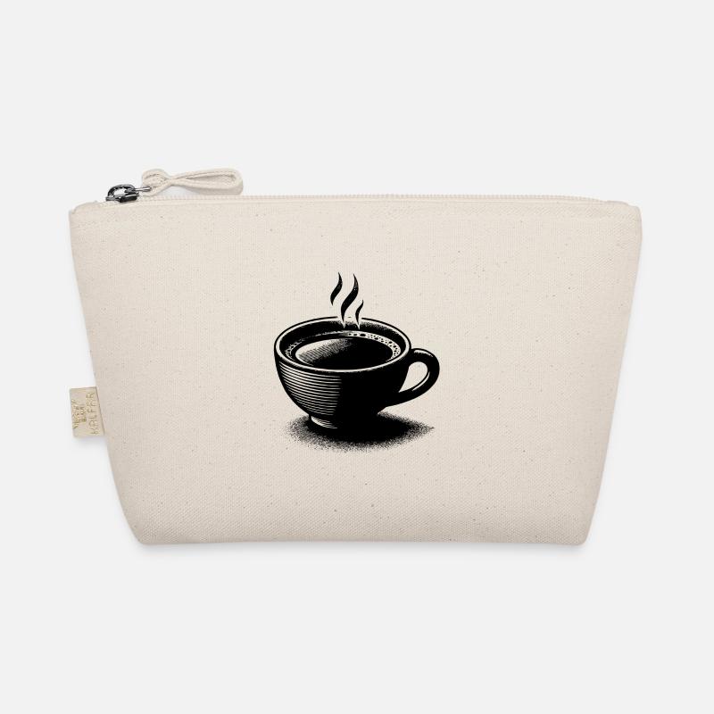 Dampfende heisse Kaffeetasse mit Kaffee Bio-Täschchen