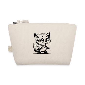 Cute Baby Kids Fox Pencil Sketch - Organic Pouch - nature - Front