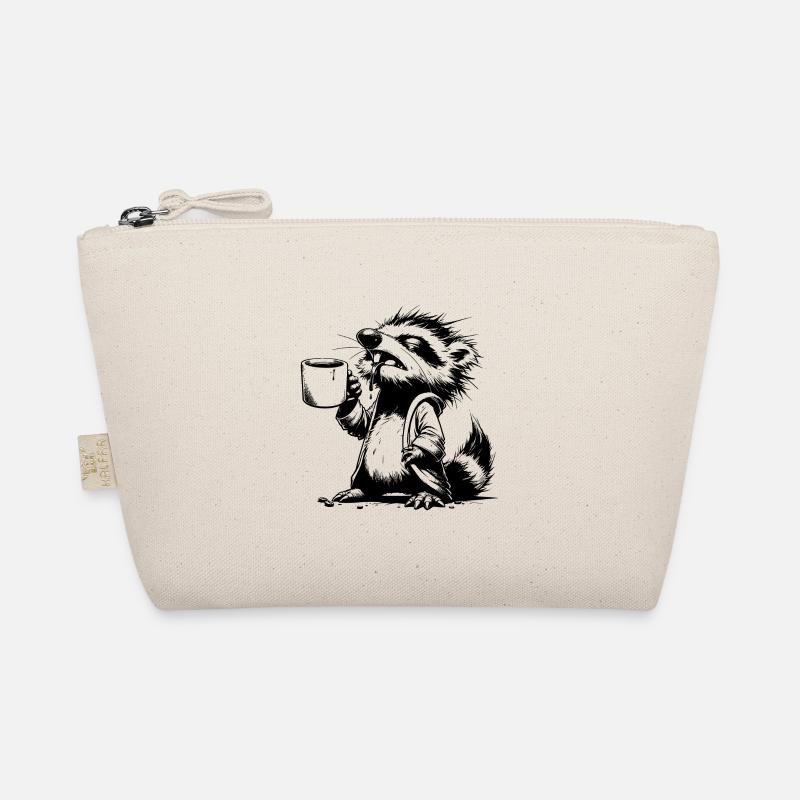 Raccoon as a coffee junkie with coffee cup Organic Pouch