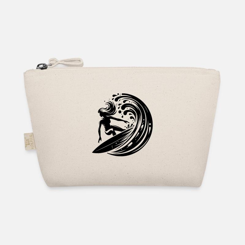Jolie surfeuse surfant dans une grosse vague Trousse biologique