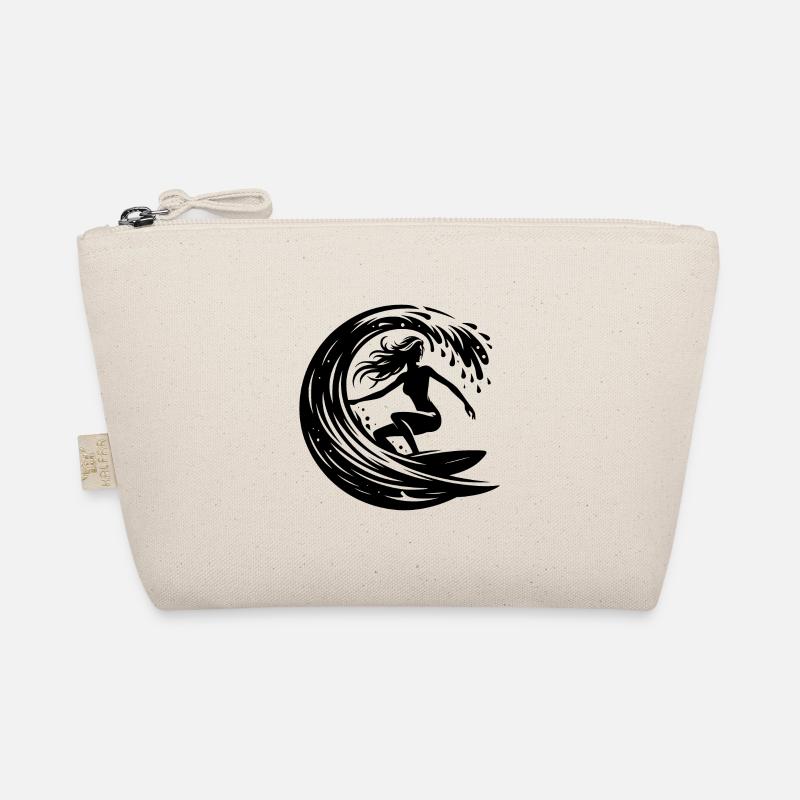 Elegant surfer with surfboard in wave tunnel Organic Pouch