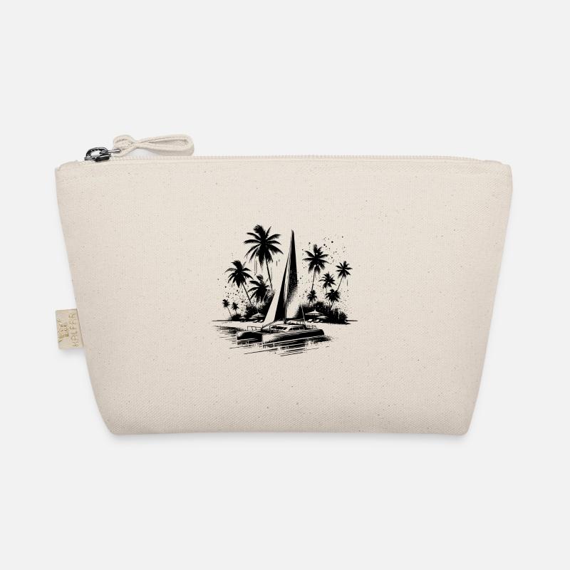 Catamaran double hull sailboat with palm trees Organic Pouch