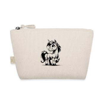 Smiling Fairy Tale Unicorn Pencil Sketch - Organic Pouch - nature - Front