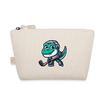 Dino T-Rex dinosaur playing hockey - Organic Pouch - nature - Front