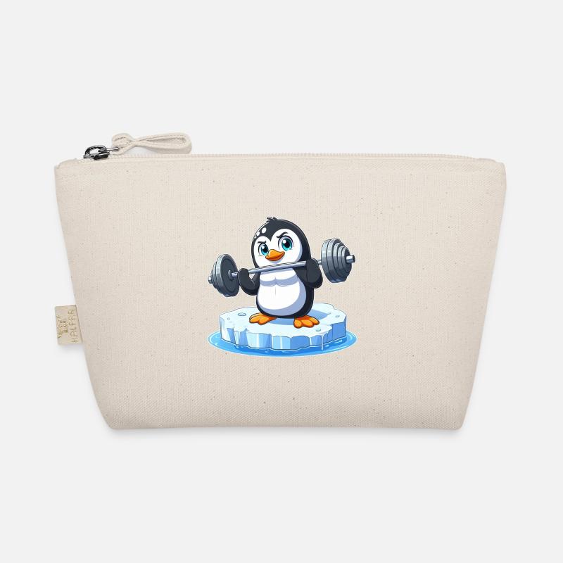 Pinguin Gewichtheber auf schmelzender Eisscholle - Bio-Täschchen - Natur