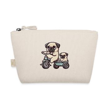 Pug on Tricycle Pendant Friendship Funny - Organic Pouch - nature - Front