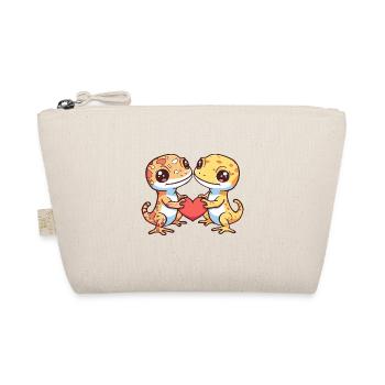 Lizard Couple In Love Gecko Lizard Valentine's Day - Organic Pouch - nature - Front