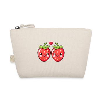Erdbeeren Paar Liebe Herz Lustig - Bio-Täschchen - Natur - Vorne