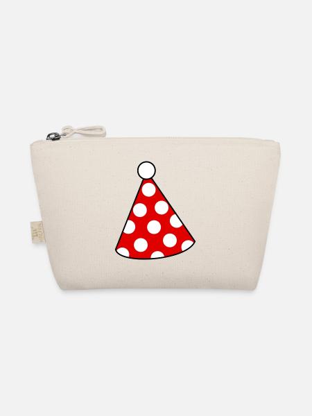 Birthday Party Hat Fun Celebration Party Hat Party Hat - Organic Pouch - nature - Front