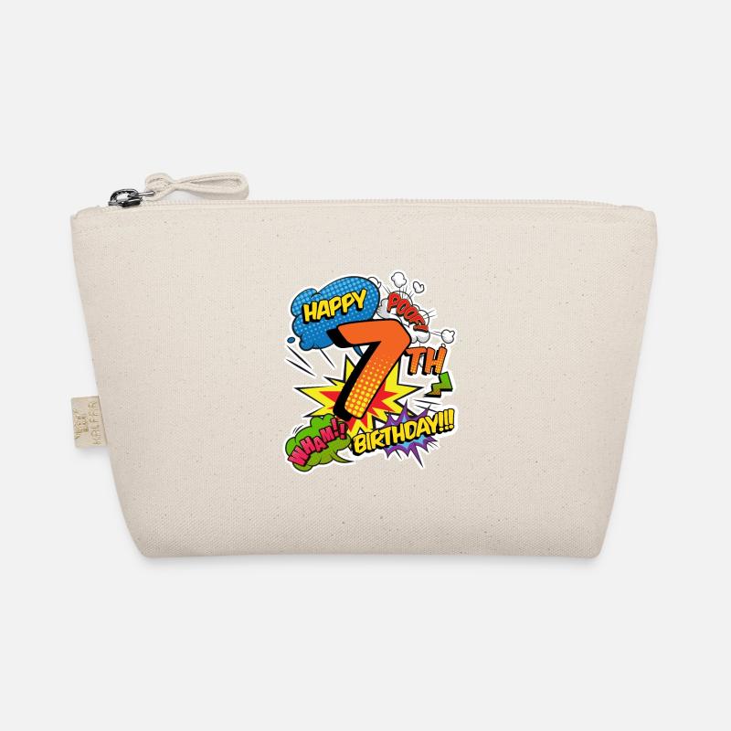 7th Birthday Young Comic Style Superheroes Organic Pouch