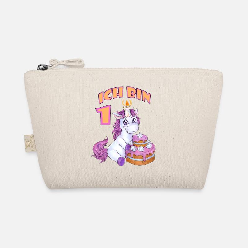 Niedliches Einhorn mit Torte 1. Geburtstag - Bio-Täschchen - Natur