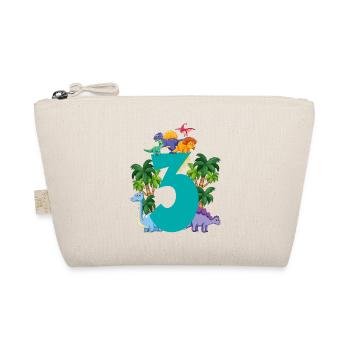 Dinosaur 3 years old 3rd birthday party - Organic Pouch - nature - Front