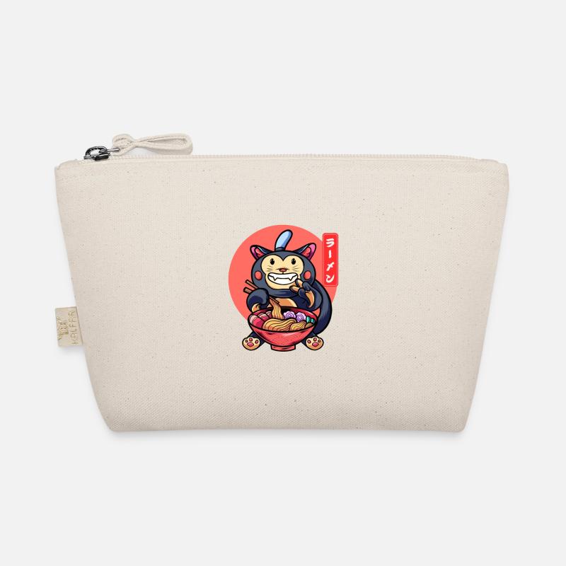 Drôle de chat mange Ramen Chaton mignon Trousse biologique