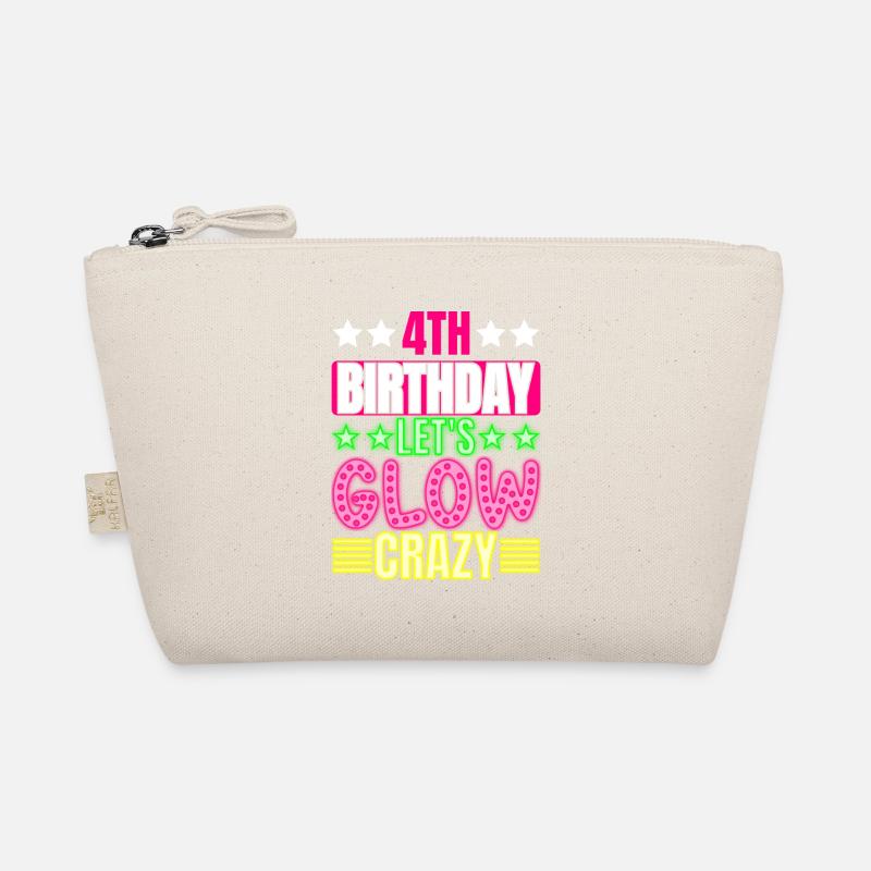 4th Birthday Let's Glow Crazy Colorful 4 year old Organic Pouch