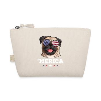 Merica Dog 4th of July American Flag USA Pug - Bio-Täschchen - Natur - Vorne