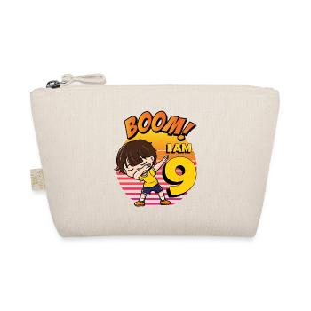 Boom I'm 9 | Birthday Boy | 9th Birthday Party - Organic Pouch - nature - Front