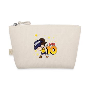 Boom I'm 10 | Birthday Girl | 10th Birthday Party - Organic Pouch - nature - Front