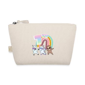 7th Birthday Dabbing Llama Unicorn Sloth | 7th - Organic Pouch - nature - Front