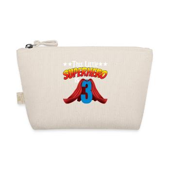 This little superhero is 3 birthday - Organic Pouch - nature - Front