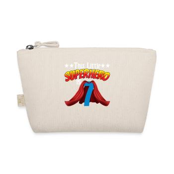 This little superhero is 7 birthday - Organic Pouch - nature - Front