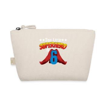 This little superhero is 6 birthday - Organic Pouch - nature - Front
