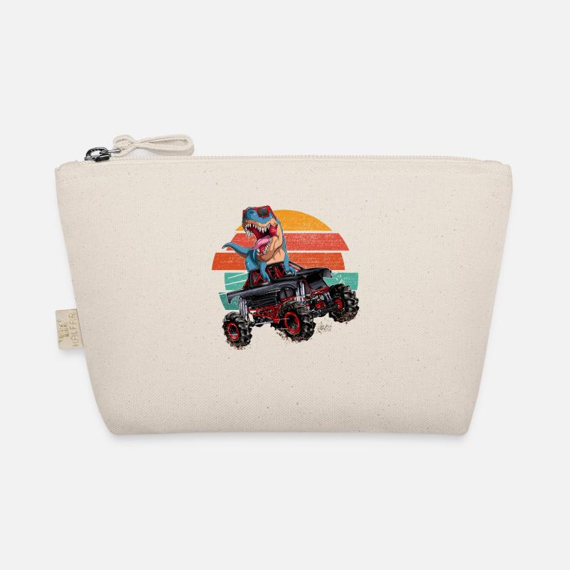 Trex Monstertruck Jungen Retro Dinosaurier - Bio-Täschchen - Natur