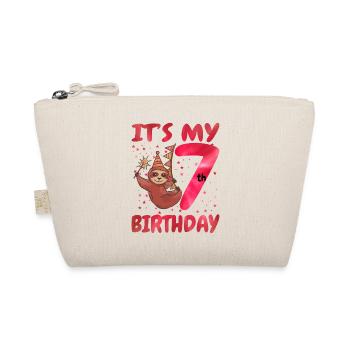 7th Birthday Cute Sloth Party Hut Themed Birthday - Organic Pouch - nature - Front