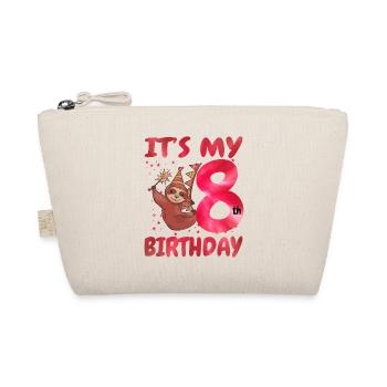 8th Birthday Cute Sloth Party Hat - Organic Pouch - nature - Front