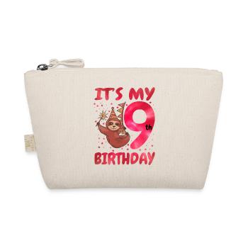 9th Birthday Cute Sloth Party Hat Theme - Organic Pouch - nature - Front