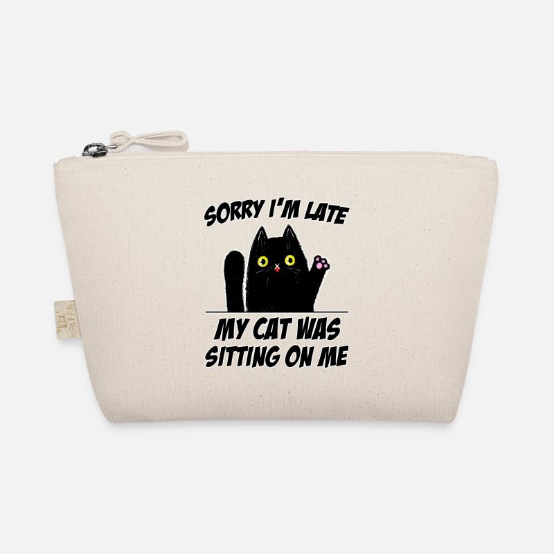 Sorry I'm Late Cat Sits on Me Funny Cats Organic Pouch