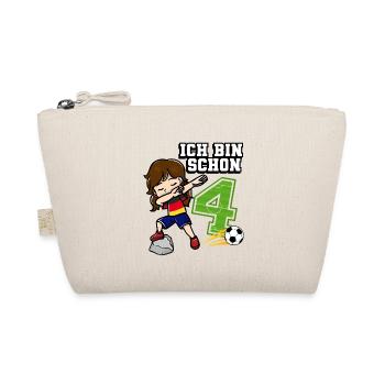 Fußball Mädchen Ich bin schon 4 Geburtstag - Bio-Täschchen - Natur - Vorne