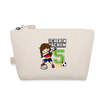 Fußball Mädchen Ich bin schon 5 Geburtstag - Bio-Täschchen - Natur - Vorne