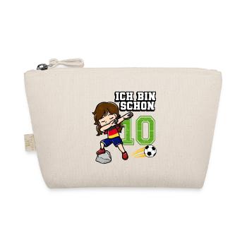 Fußball Mädchen Ich bin schon 10 Geburtstag - Bio-Täschchen - Natur - Vorne