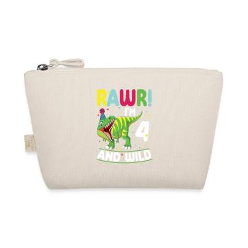 Dinosaur 4 years old 4th birthday party - Organic Pouch - nature - Front