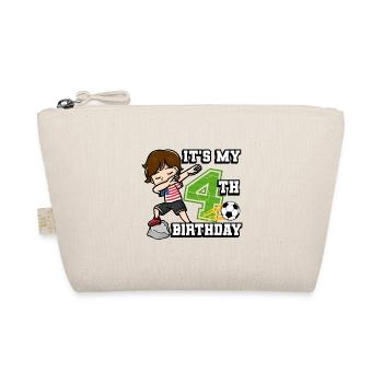 Footballer Boy I'm already 4th birthday - Organic Pouch - nature - Front