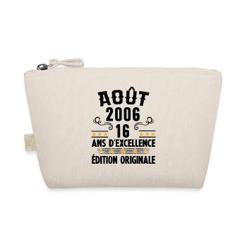 16 Ans Anniversaire Vintage Né(e) en Août 2006 - Trousse biologique - nature - Devant