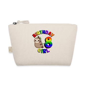 Birthday 8 Girls Cute Baby Sloth - Organic Pouch - nature - Front