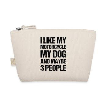 Biker I like My Motorcycle Dog & Maybe 3 People - Organic Pouch - nature - Front