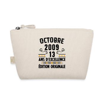 13 Ans Anniversaire Vintage Né(e) en Octobre 2009 - Trousse biologique - nature - Devant