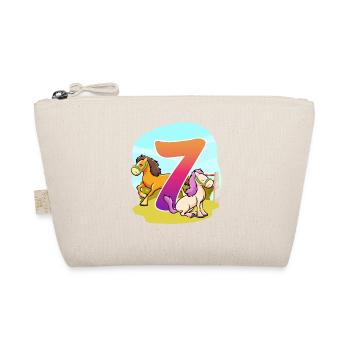 7th Birthday Riding Horse Theme Seven Party - Organic Pouch - nature - Front