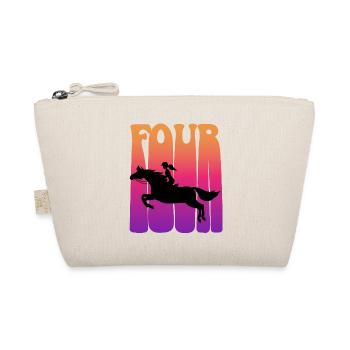 Girl riding, I am 4 years old, children 4. - Organic Pouch - nature - Front