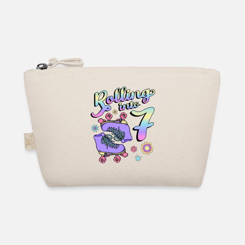 Rolling Into 7 Roller Skaters Floral 7th Year Bio-Täschchen