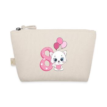 Chaton 8e anniversaire | Chemise d’anniversaire chat | - Trousse biologique - nature - Devant