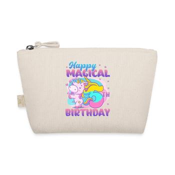 Happy Magical 5th Birthday Unicorn Pony - Organic Pouch - nature - Front