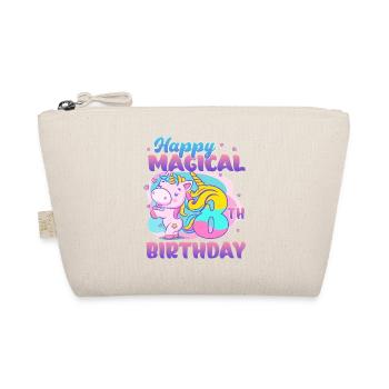 Happy 8th Birthday Unicorn Pony - Organic Pouch - nature - Front