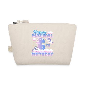 Happy Magical 6th Birthday Unicorn Pony - Organic Pouch - nature - Front